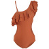  one-shoulder ruffle sexy one-piece swimsuit  NSHL3946