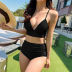 Korean new solid color bikini sexy slim high waist split swimsuit  NSHL3962