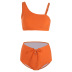 new fashion sexy solid color one-shoulder high waist bikini split swimsuit  NSHL3966