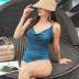  conservative solid color one-piece swimsuit  NSHL3967