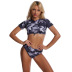 Camouflage vest-style split ladies swimsuit boxer shorts new bikini mid-waist swimsuit dark gray blue NSHL3980