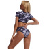 Camouflage vest-style split ladies swimsuit boxer shorts new bikini mid-waist swimsuit dark gray blue NSHL3980