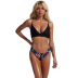 Printed pink new bikini white and black neck ladies split swimsuit soft bag swimwear  NSHL3981