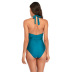 traje de baño de mujer con costuras a rayas de color sólido NSHL3984
