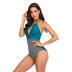   solid color striped stitching ladies swimsuit   NSHL3984