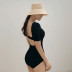   triangle one-piece short-sleeved sexy backless swimsuit  NSHL3996