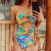   sexy hollow back cover belly printing one-piece swimsuit   NSHL4000