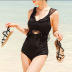  fashion slim black ruffled backless sexy one-piece swimsuit   NSHL4004