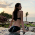 new fashion black velvet tube top sexy split bikini swimsuit  NSHL4012