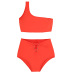 Korean women split sexy bikini high waist bikini one shoulder orange swimwear  NSHL4029