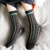 Korean new socks lattice middle tube socks autumn and winter socks NSFN4075
