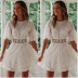 cotton lace stitching sexy hollow short-sleeved dress NSYD4145