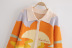 wholesale sunset oil painting sense color matching jacquard lapel loose short knit sweater  NSAM4180