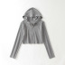 Wholesale Hooded Zipper Cardigan Long Sleeve Hoodie Knit Sweater NSAM4218
