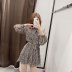  bow tie bottoming snake print floral chiffon dress NSAM4307