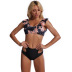 Bikini de cintura media estilo chaleco con volantes y puntos nuevo traje de baño dividido para mujer NSHL4320
