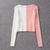 wholesale women s new stitching contrast color knitted cardigan crew neck jacket  NSAM4341
