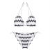 black and white stripes sexy strap three-point bikini split two-piece hot spring swimsuit NSHL4455