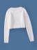 Top de punto de jersey peludo de manga larga con cuello redondo y cintura alta NSAM4559