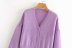 Wholesale summer puff sleeve lavender loose knitted cardigan NSAM4576