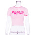 Girls Pink Printed High Waist Short Sleeve Tops Slim All-Match Navel T-Shirt NSAG4641