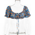hot-selling ice cream printed top ultra short lace-up low-cut short-sleeved t-shirt NSAG4642