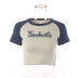 new hit color raglan letter printing round neck short-sleeved T-shirt slim all-match women s top NSAG4643