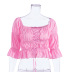 summer new women s short lace cardigan sexy one-shoulder satin folds trumpet sleeves NSAG4651