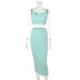 Solid Color High Waist Midi Skirt & Cami Top 2 Piece Set NSAG4653