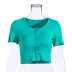 new women s wooden ears short cropped t-shirt solid color short-sleeved slim knit top NSAG4656