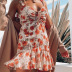  floral chiffon high waist ruffled pleated suspender dress NSAG4665