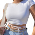 Solid Color Halter Strapless Short sleeve Slim Short T-shirt NSAG4668