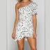  one-shoulder strapless polka-dot dress NSAG4683