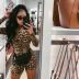 sexy high collar waist leopard print bodysuit shorts  NSAG4685