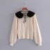  autumn velvet doll collar lace trim knitted sweater NSAM4743