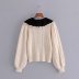  autumn velvet doll collar lace trim knitted sweater NSAM4743