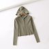 Wholesale Autumn Hooded Knit Sweater Zipper Hole Ribbed Knit Sweater Top NSAM4747