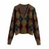 wholesale autumn diamond lattice women s knitted cardigan jacket NSAM4771