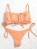 Ladies split elastic folds gathered bikini solid color tether beach swimwear NSZO4886