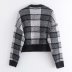 wholesale autumn plaid v-neck knitted cardigan jacket NSAM4899