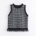 wholesale autumn fringe decorated tweed women s knitted vest NSAM4900