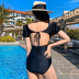 new black slimming lantern sleeves cover arm one-piece skirt  NSHL4934