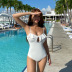  one-piece ruffled sexy slim conservative belly swimsuit NSHL4937