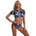 camouflage print sports short-sleeved shoulder-covering sunscreen split swimsuit NSHL4946