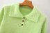  green POLO collar plush fleece long sleeve sweater  NSAM4991