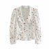 blusa de textura de satén de seda estampada de verano NSAM4993