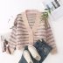 Wholesale Summer Loose Rainbow Jacquard Women s Knit Cardigan  NSAM5037