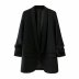 Solid Color Cuffed Sleeve Buttonless Blazer NSAM5071