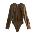  new women s pleated silk satin texture bodysuit  NSAM5127