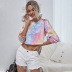 pullover round neck tie-dye short casual long-sleeved T-shirt  NSDF5182